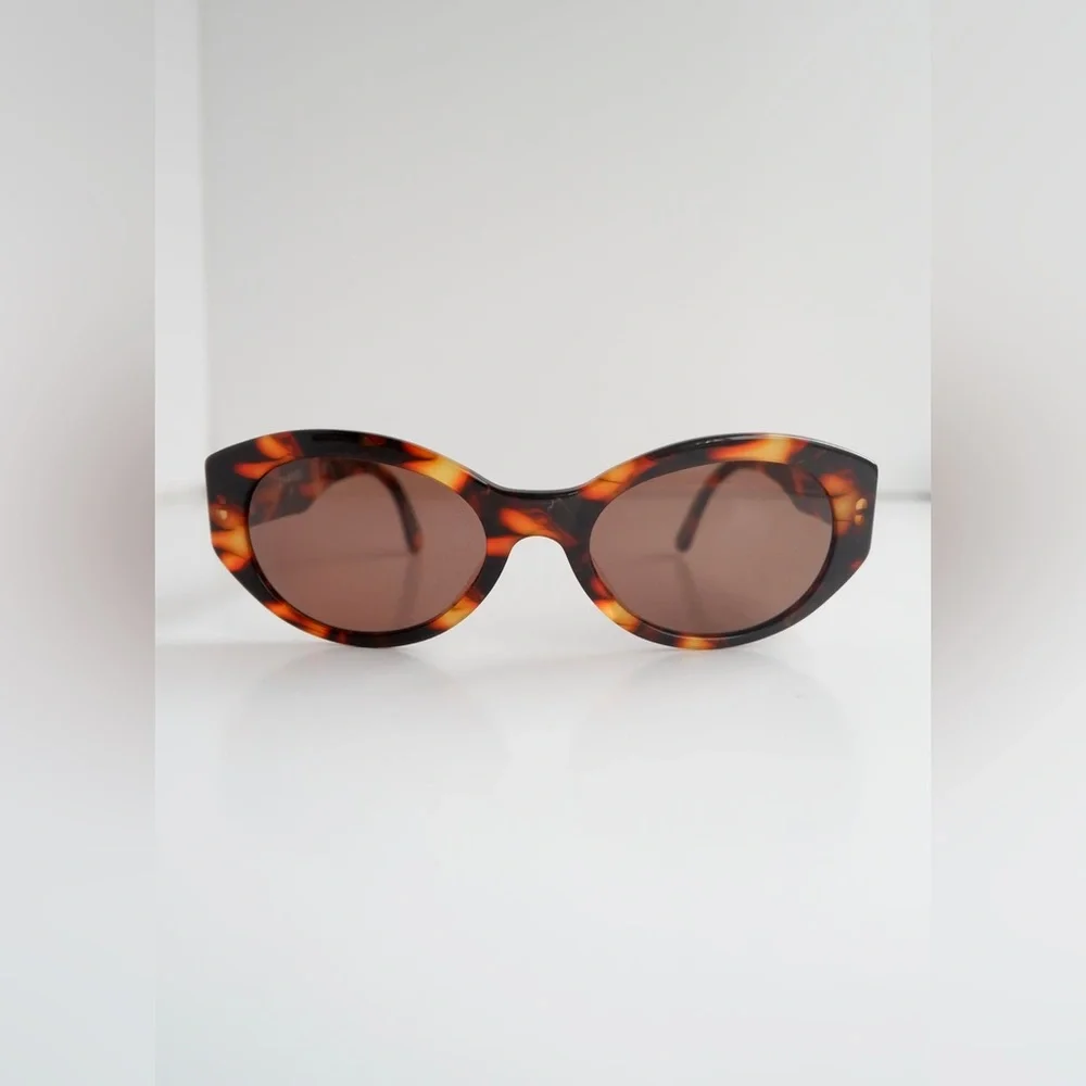 Auth CHANEL Havana Gold Tortoise Shell Sunglasses Gold CC Oval Cat eye ❤️‍🔥
